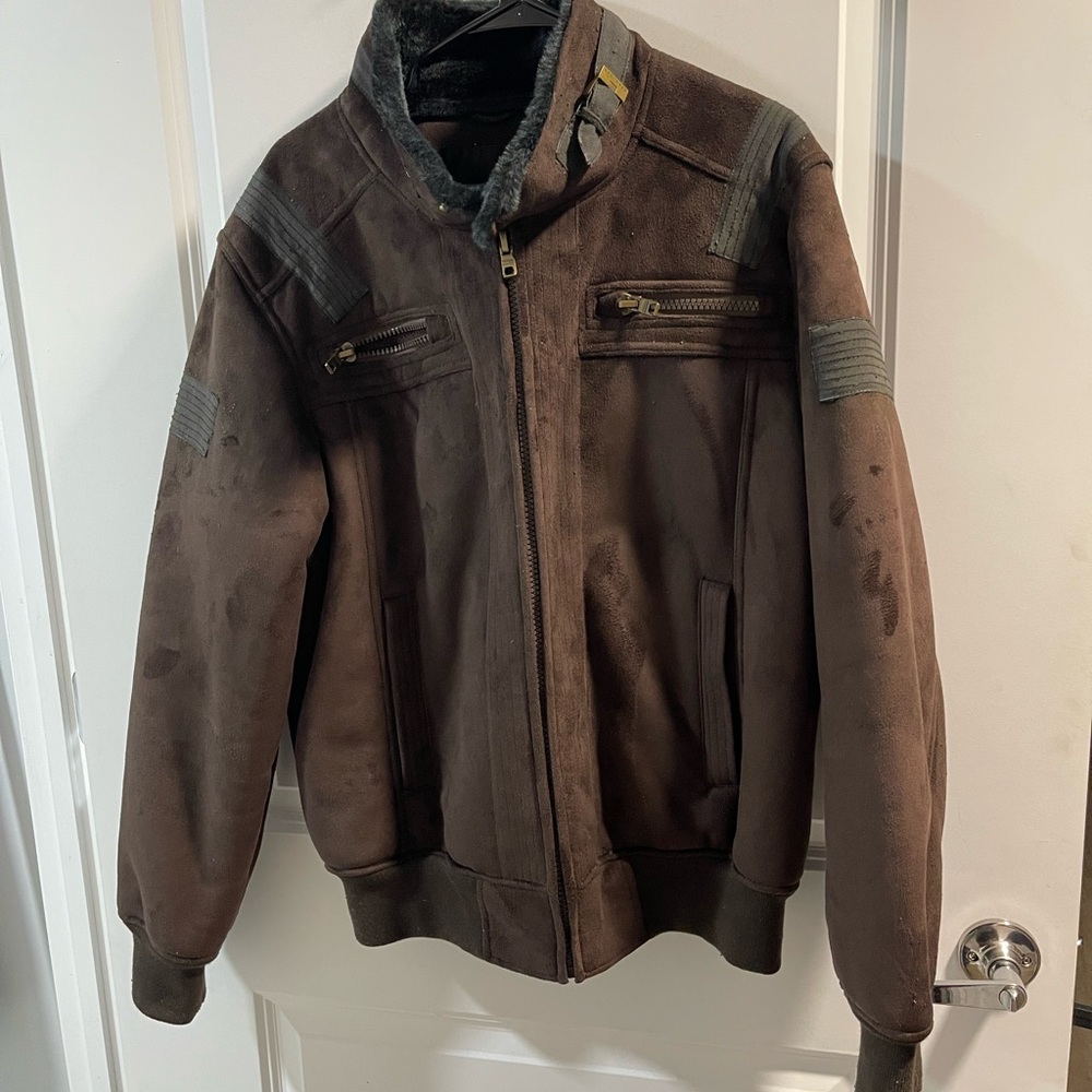 Sean John Men’s Brown Jacket Leather Have Damage Size Large